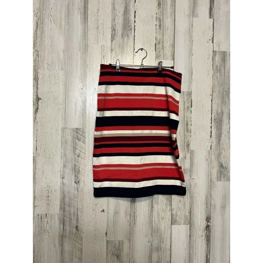 Ann Taylor Striped Pencil Skirt Size 6 – Red Navy Cream | NWT